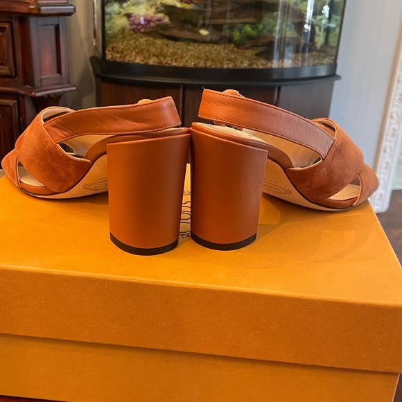 Tod’s Fascia block heel leather upper, lining, and sole sandals - Picture 6 of 12